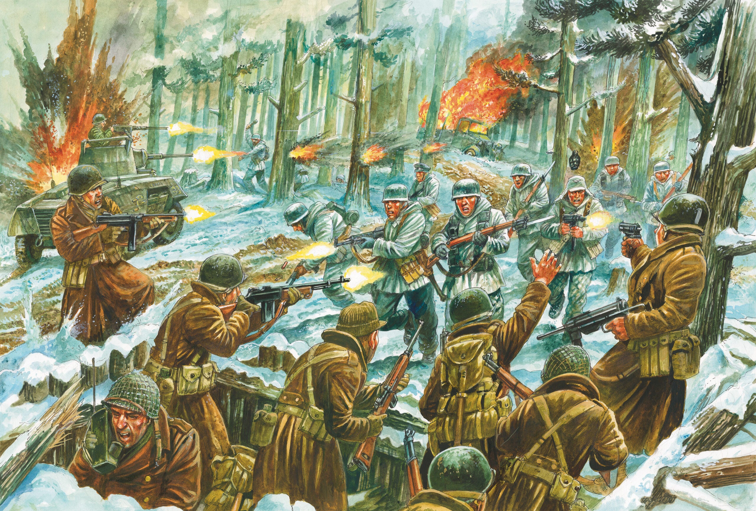 Art depiction of battle of the bulge.