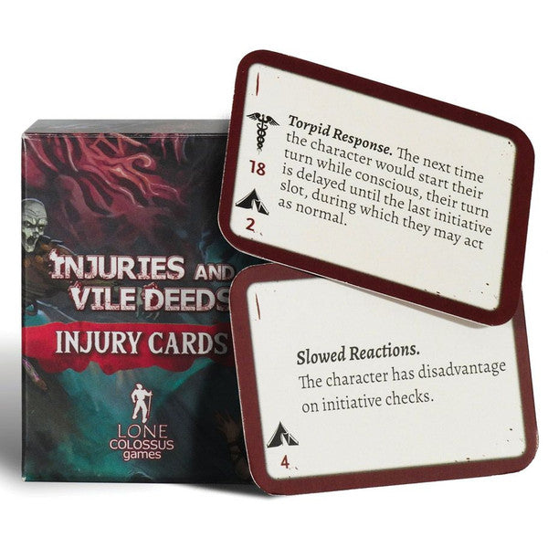 D&D 5E: Injuries & Vile Deeds: PC Injury Reference Cards - Brazos Valley Hobby & Games