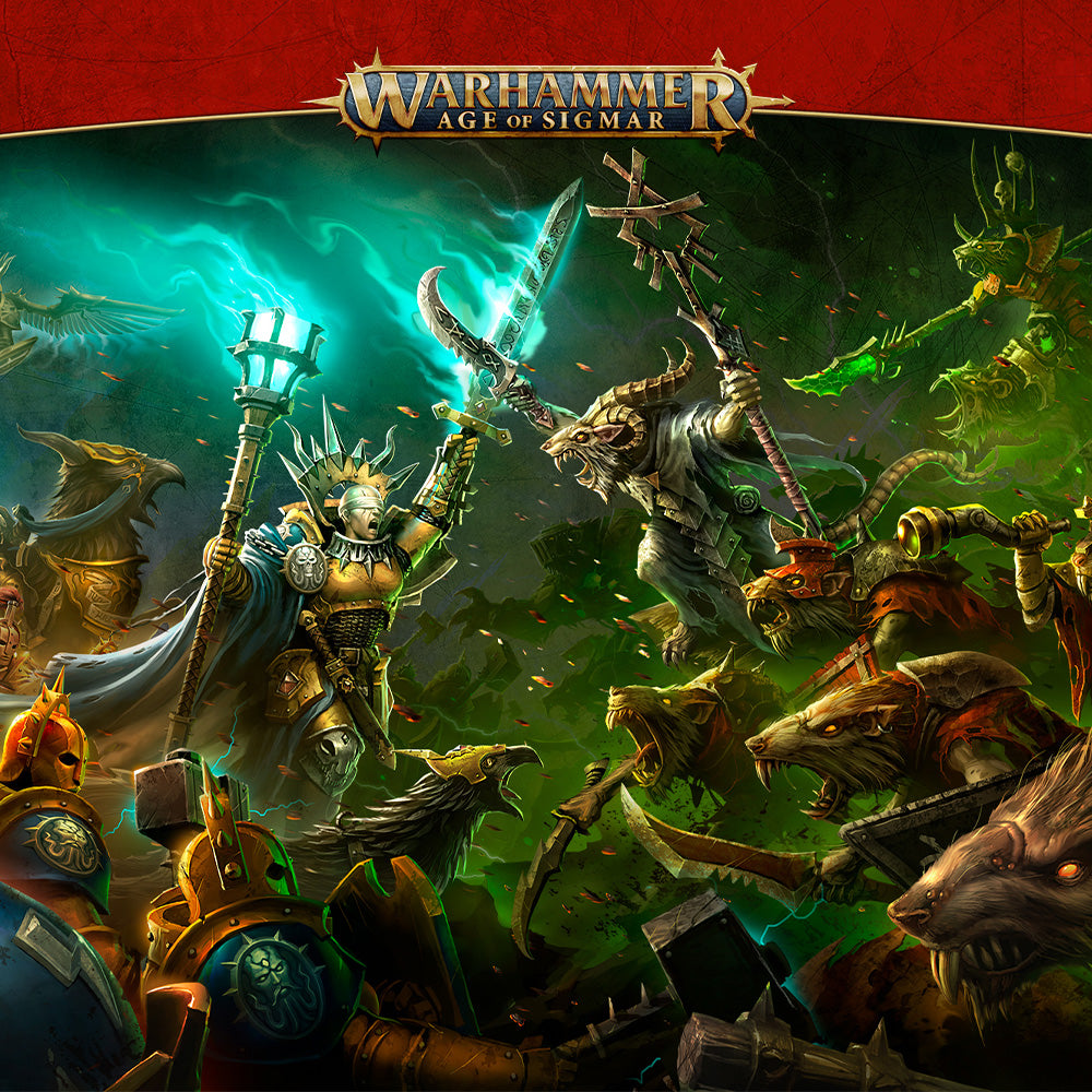 Warhammer Age of Sigmar starter set poster.