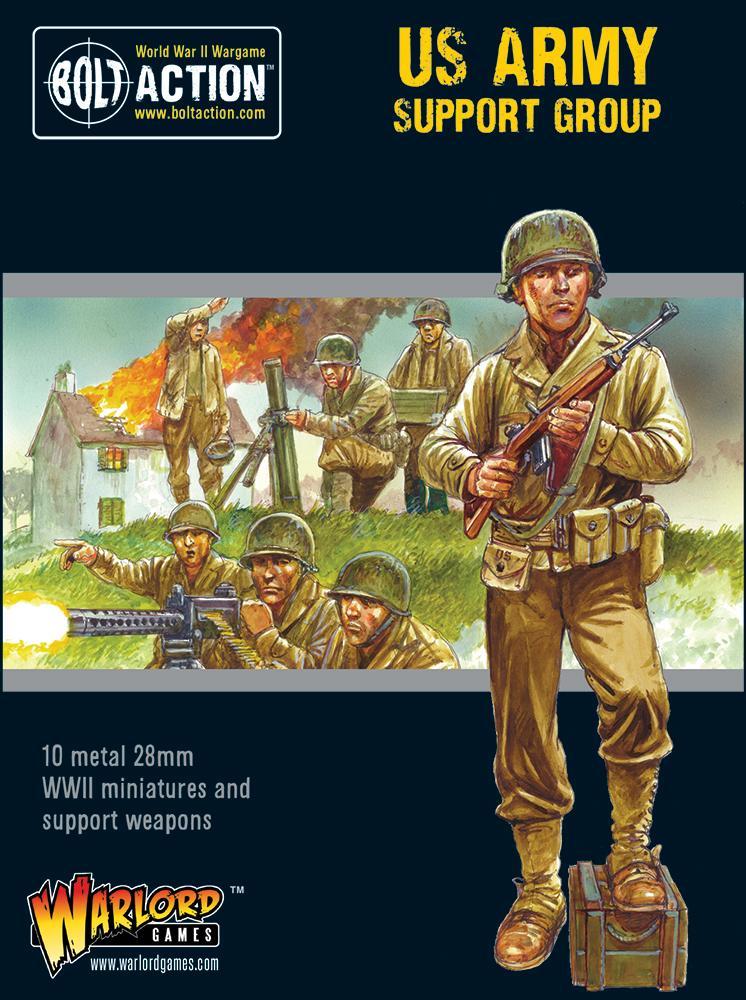 US Army support group 10 metal 28mm WW2 mini figurines.