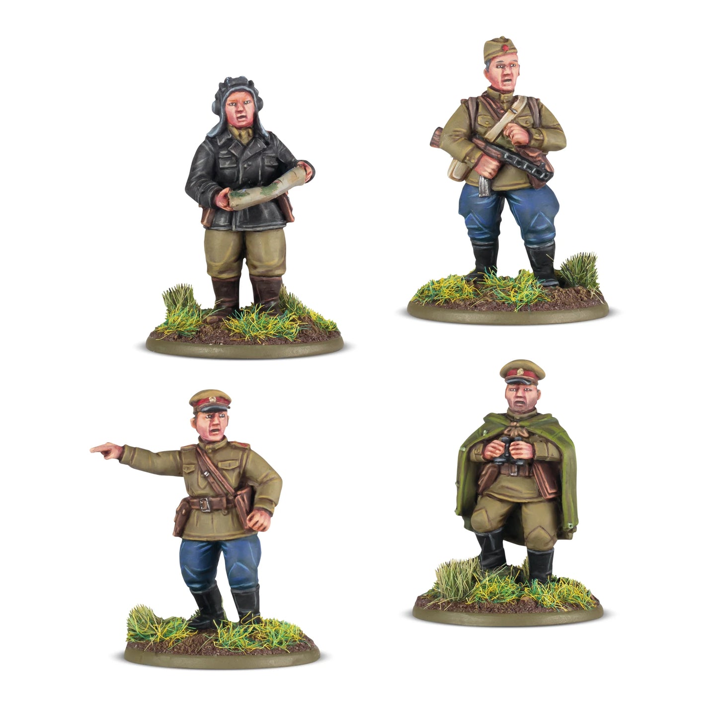 Four soviet army platoon mini figurines. 