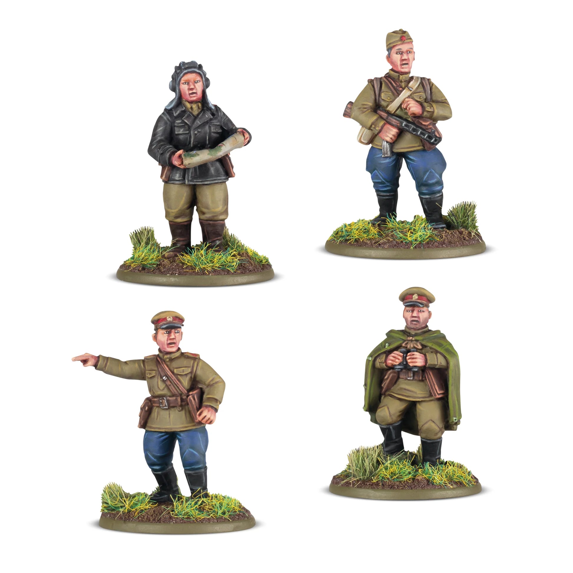 Four soviet army platoon mini figurines. 