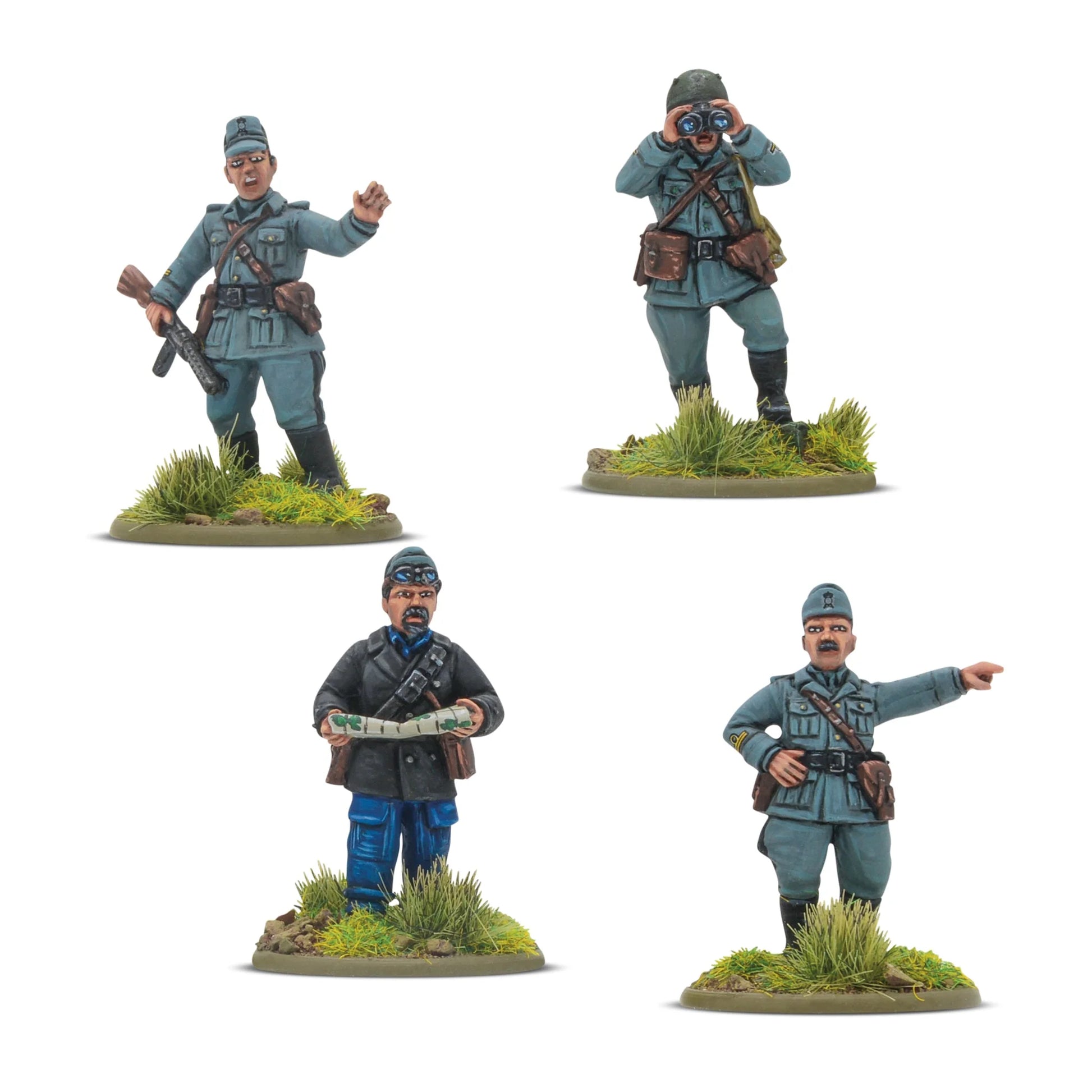 Four italian army platoon mini figurines. 