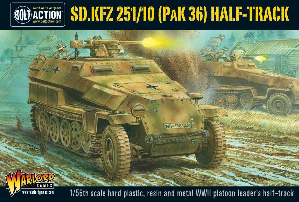 WW2 platoon leader vehicle SD.KFZ 251/10 half track 1/56th scale in hard plastic.