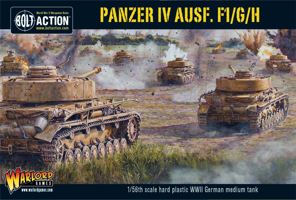 Box cover for Panzer IV AUSF>. F1/G/H WW2 German tank at 1/56th scale in plastic.