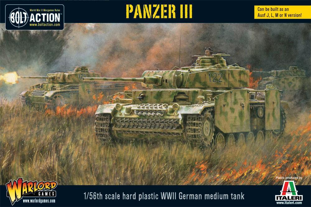 Box cover for Panzer III, WW2 German medium Tank, 1/56th scale in plastic.