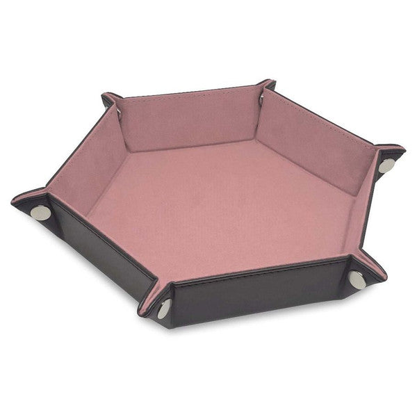 Leather tray with snapped corners. 