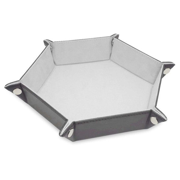 Leather tray with snapped corners. 