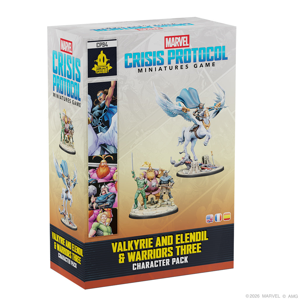 Marvel: Crisis Protocol – Valkyrie on Elendil & Warriors Three - Brazos Valley Hobby & Games
