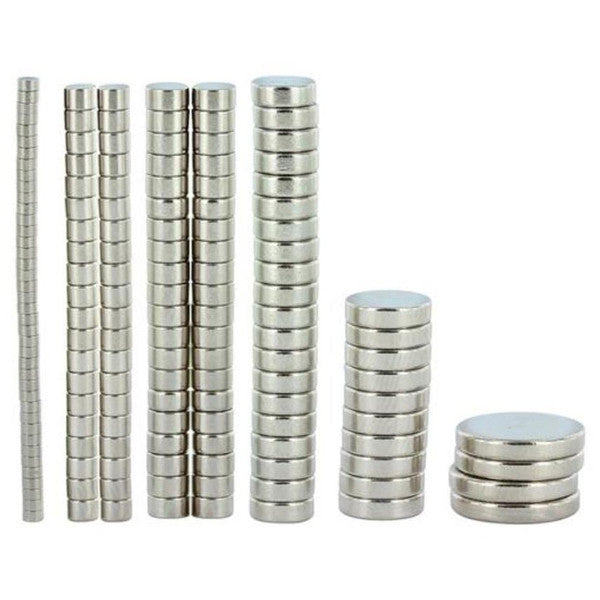 image of various size button style weights/magnets. 