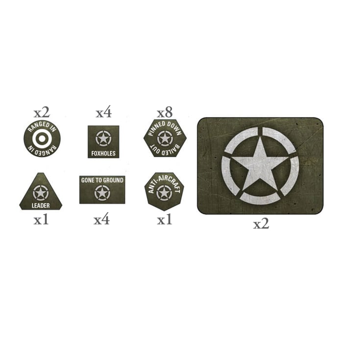 Flames of War - American Late War Tokens (x20) & Objectives (x2) - Brazos Valley Hobby & Games